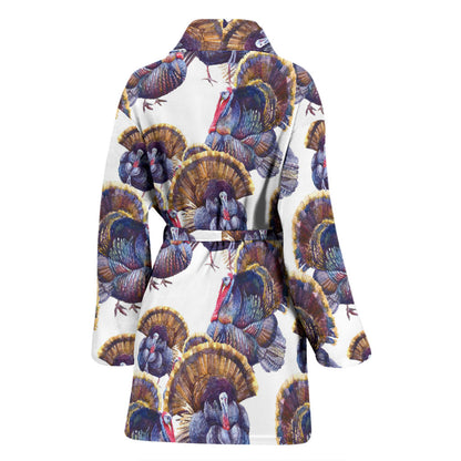 Turkey Pattern Print Design 01 Women Bathrobe