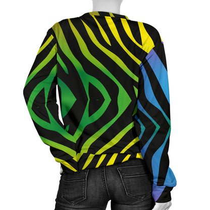 Rainbow Zebra Themed Print Women Long Sleeve Sweatshirt