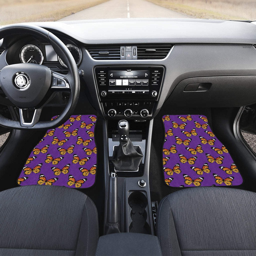 Monarch Butterfly Purple Print Pattern Car Floor Mats Front Back