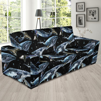 Humpback Whale Pattern Print Design 01 Sofa Slipcover