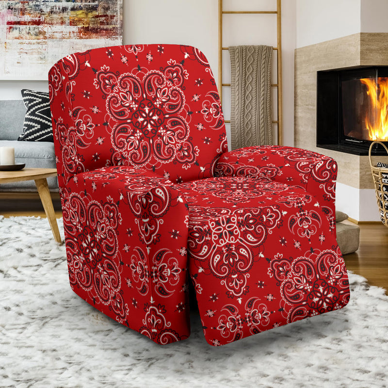 Bandana Red Pattern Print Design LKS3010 Recliner Slipcover