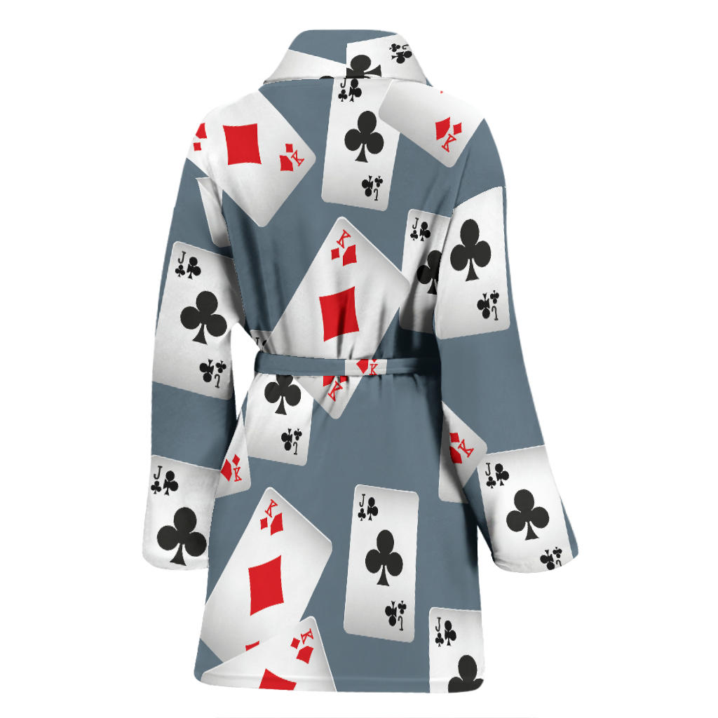 Poker Cards Pattern Print Design A05 Women Bathrobe