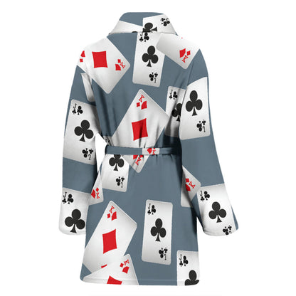 Poker Cards Pattern Print Design A05 Women Bathrobe