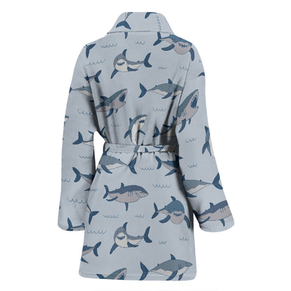 Shark Print Design LKS304 Women Bathrobe