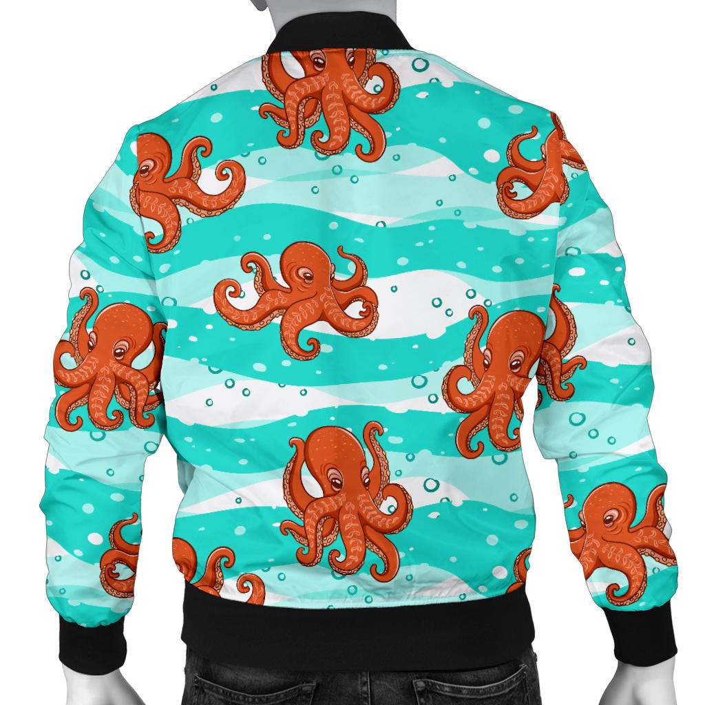 Octopus Cute Design Print Themed Men Bomber Jacket