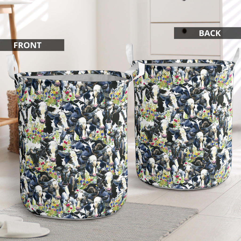 Cow Watercolor Print Pattern Laundry Basket