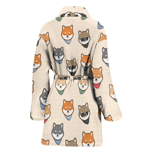 Shiba Inu Print Design LKS3010 Women Bathrobe