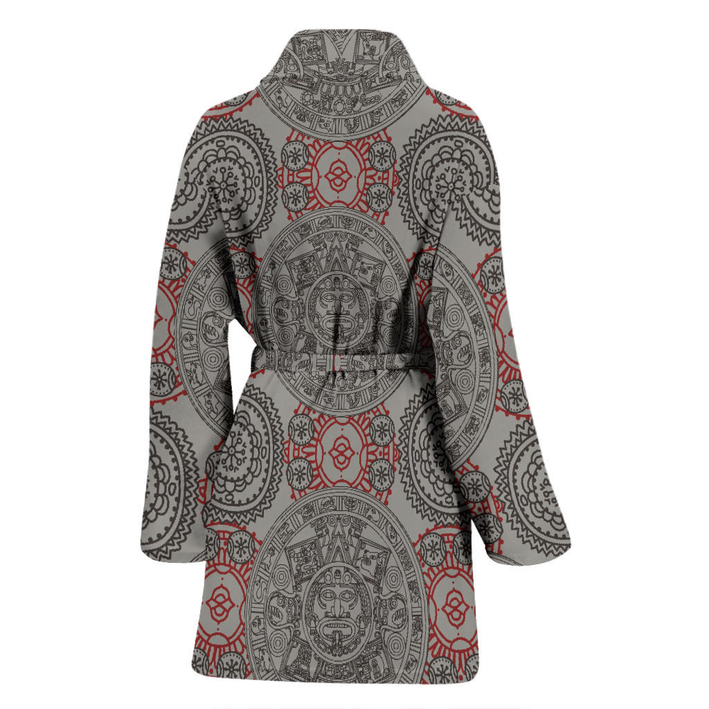 Calendar Aztec Pattern Print Design 04 Women Bathrobe