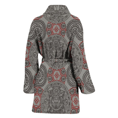 Calendar Aztec Pattern Print Design 04 Women Bathrobe