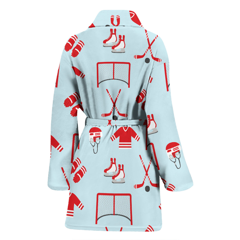 Hockey Red Equipment Print Design LKS305 Women Bathrobe