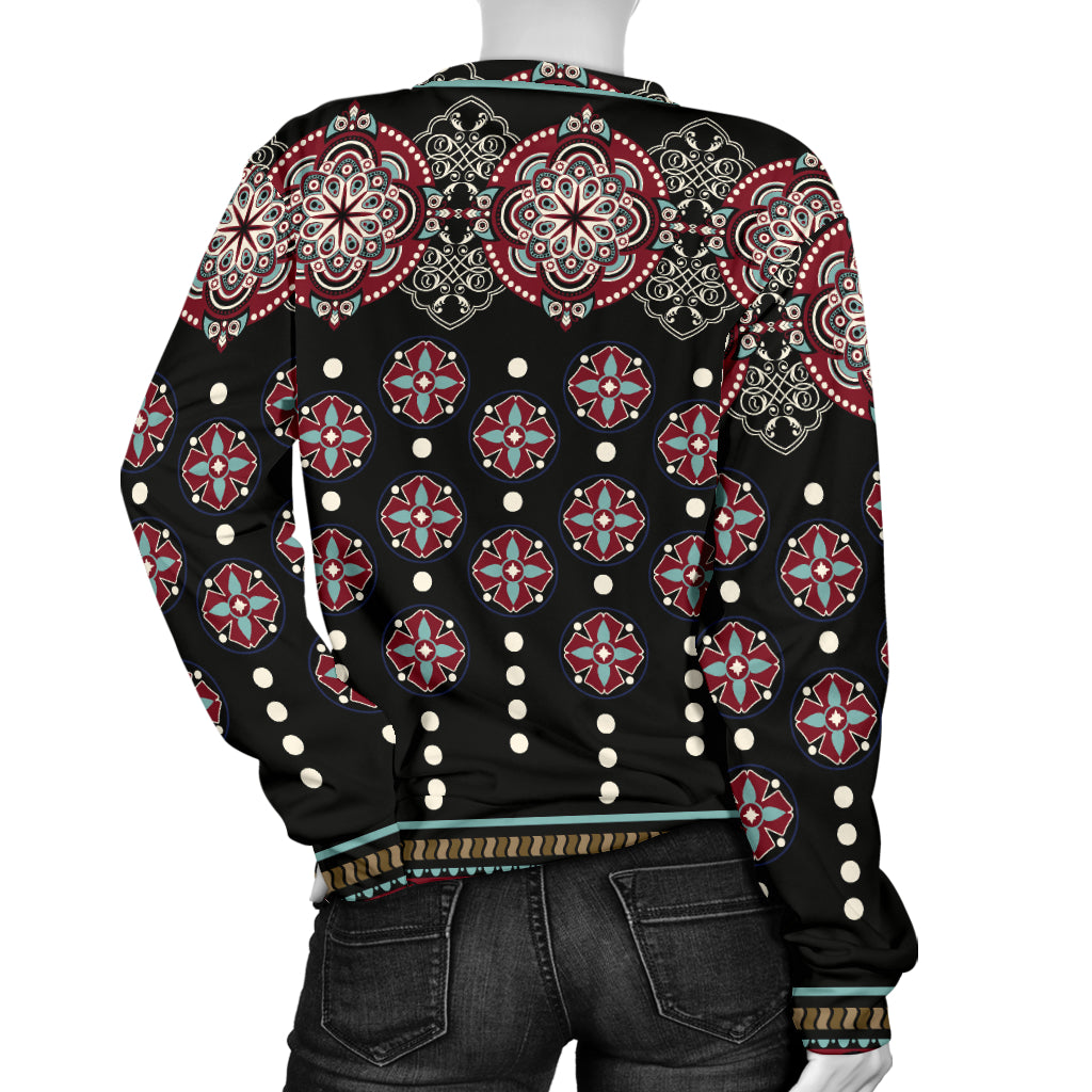 Ethnic Dot Style Print Pattern Women Long Sleeve Sweatshirt