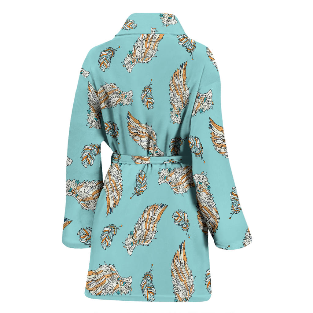 Angel Wings Pattern Print Design 03 Women Bathrobe