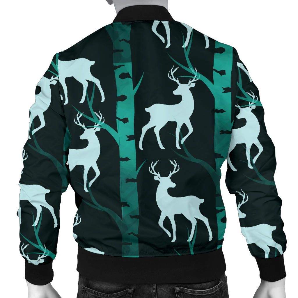 Deer Jungle Print Pattern Men Bomber Jacket