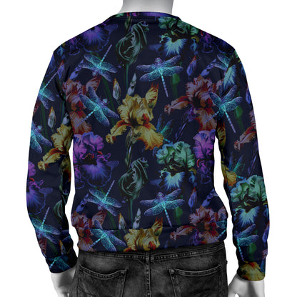 Dragonfly With Floral Print Pattern Men Long Sleeve Sweatshirt