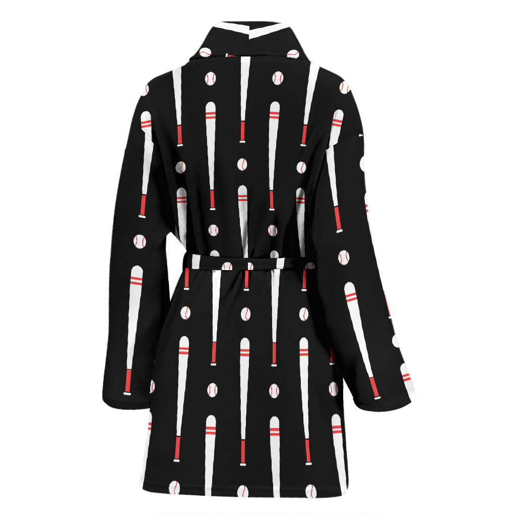 Baseball Pattern Print Design 03 Women Bathrobe