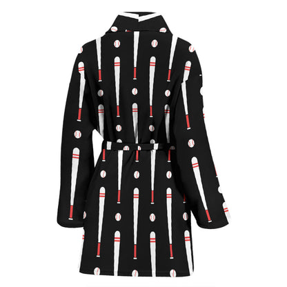 Baseball Pattern Print Design 03 Women Bathrobe