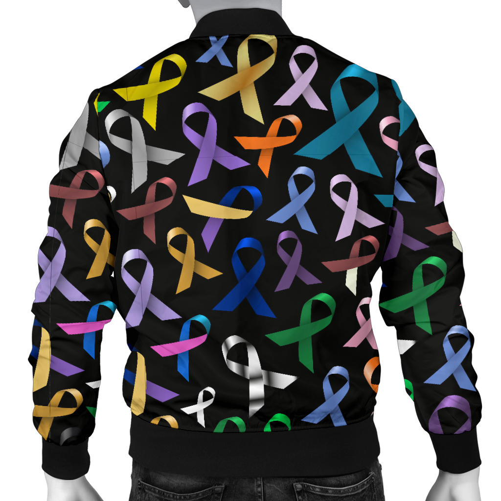 Breast Cancer Awareness Colorful Print Men Bomber Jacket
