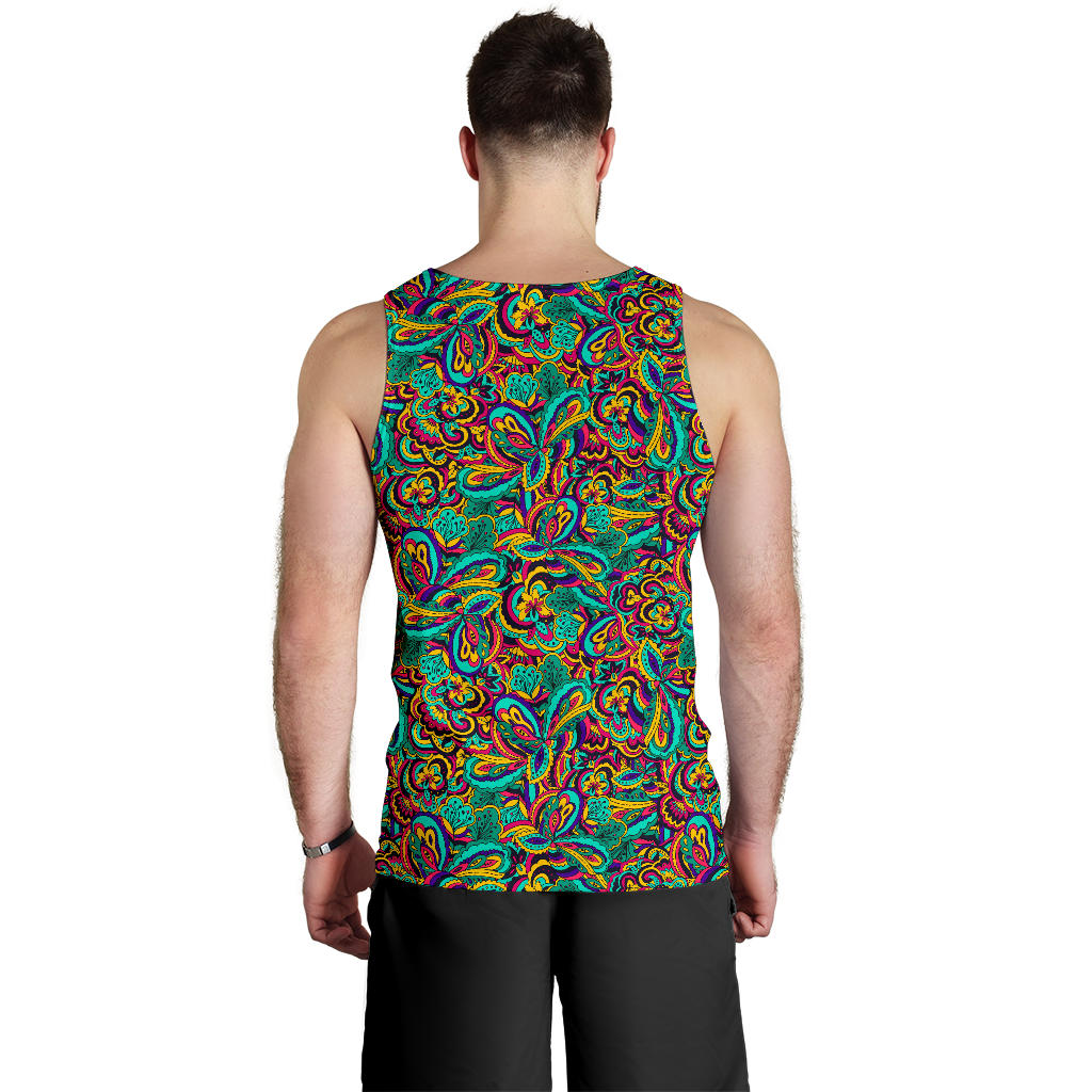 Psychedelic Trippy Floral Design Men Tank Top