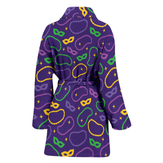 Mardi Gras Pattern Print Design 04 Women Bathrobe