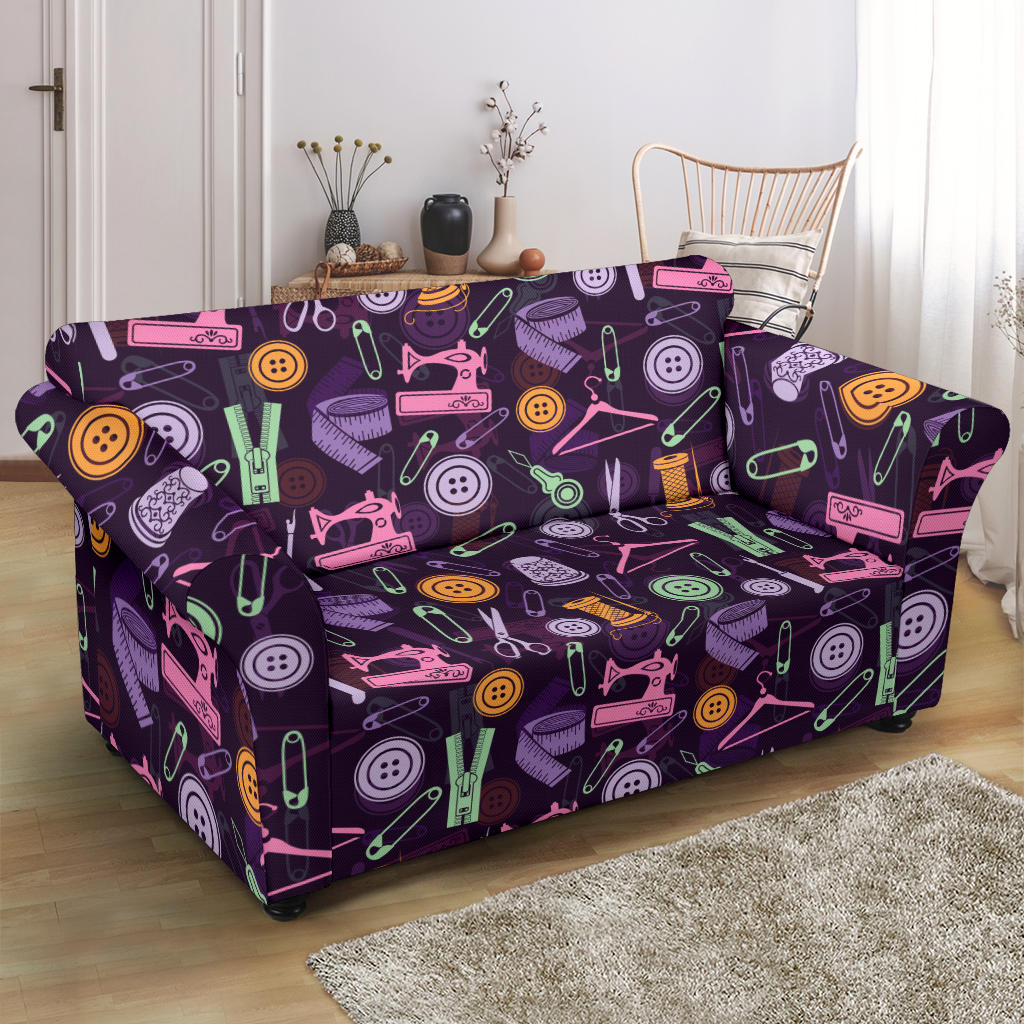 Sewing Equipment Print Design LKS306 Loveseat Couch Slipcover