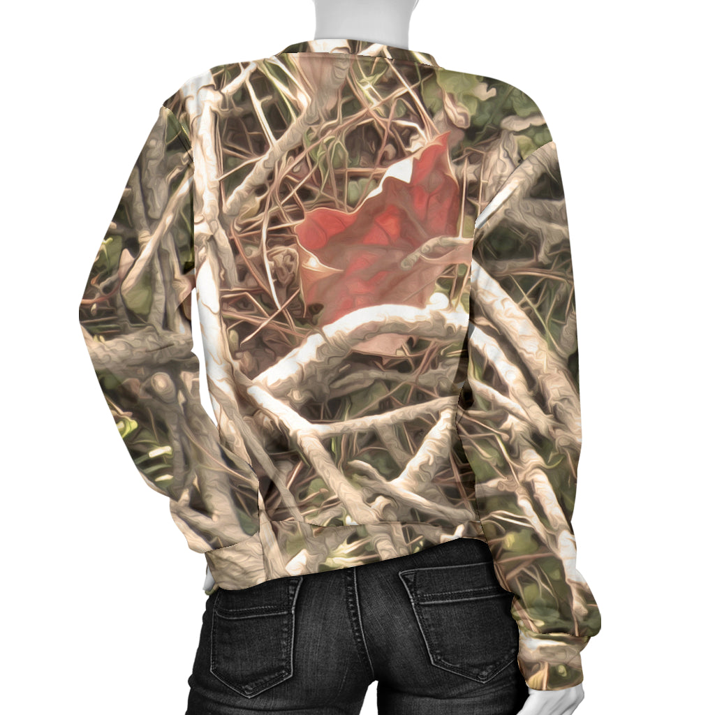 Camouflage Realistic Tree Authumn Print Women Long Sleeve Sweatshirt