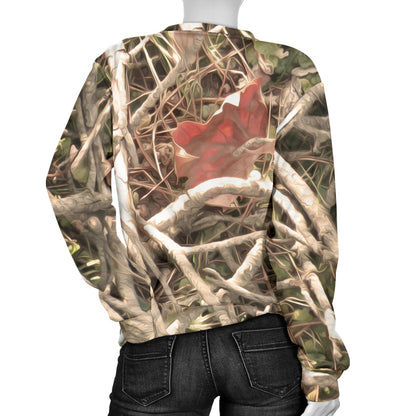 Camouflage Realistic Tree Authumn Print Women Long Sleeve Sweatshirt