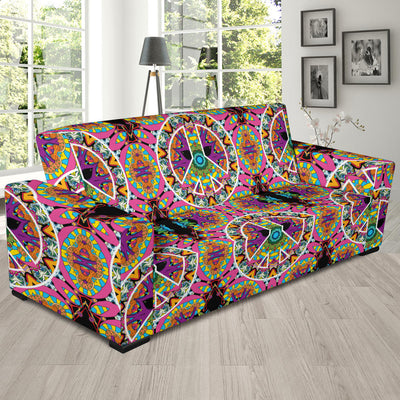 Peace Sign Pattern Print Design A03 Sofa Slipcover