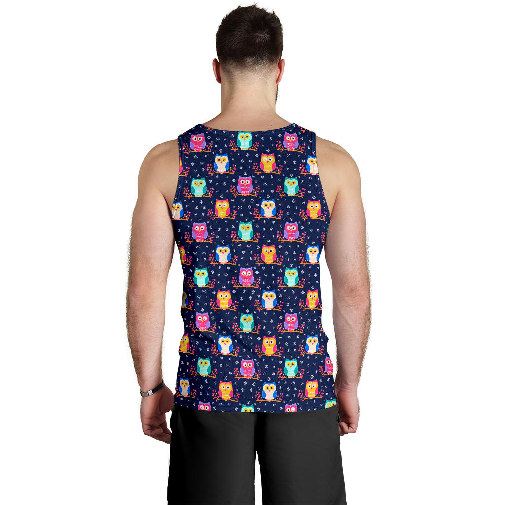 Owl Cute Themed Design Print Men Tank Top