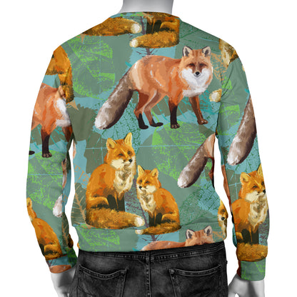 Fox Autumn leaves Themed Men Long Sleeve Sweatshirt