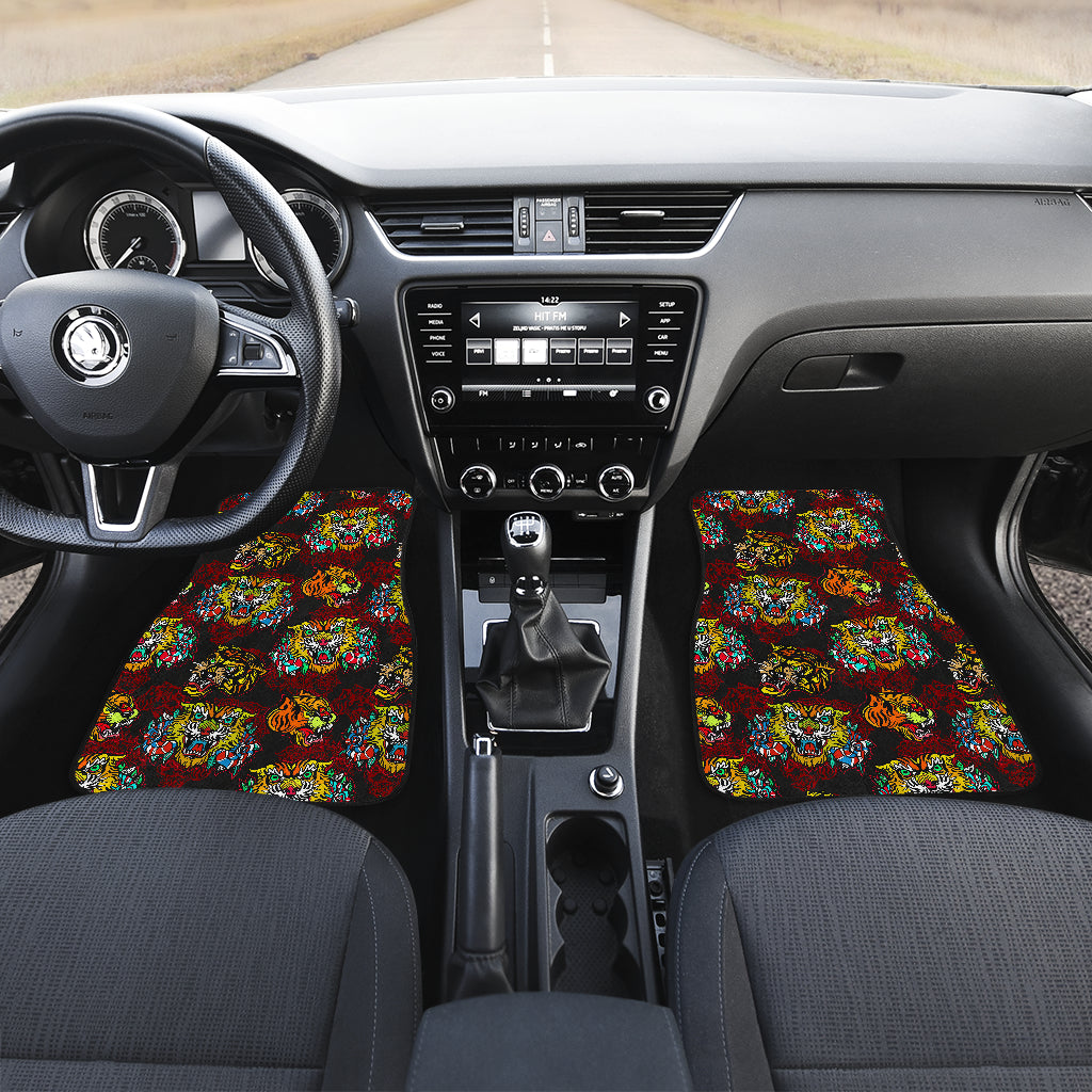 Tattoo Tiger Colorful Design Car Floor Mats Front Back