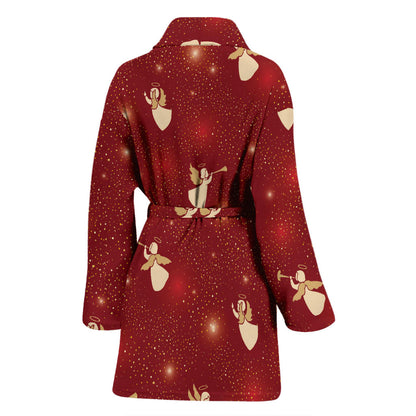 Angel Pattern Print Design 07 Women Bathrobe
