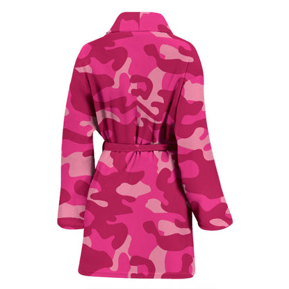 Camo Pink Pattern Print Design 01 Women Bathrobe