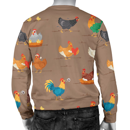 Chicken Happy Print Pattern Men Long Sleeve Sweatshirt