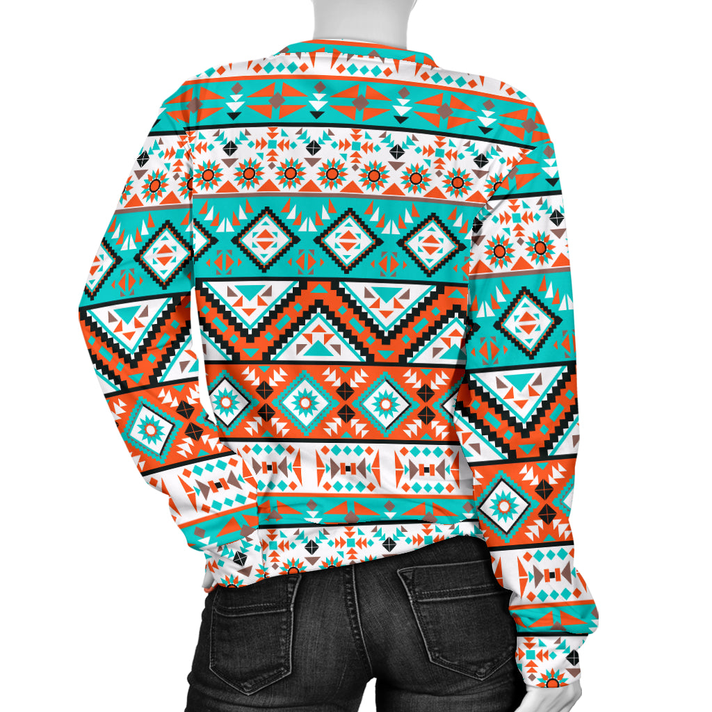 Navajo Style Print Pattern Women Long Sleeve Sweatshirt