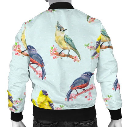 Bird Sweet Themed Print Pattern Men Bomber Jacket