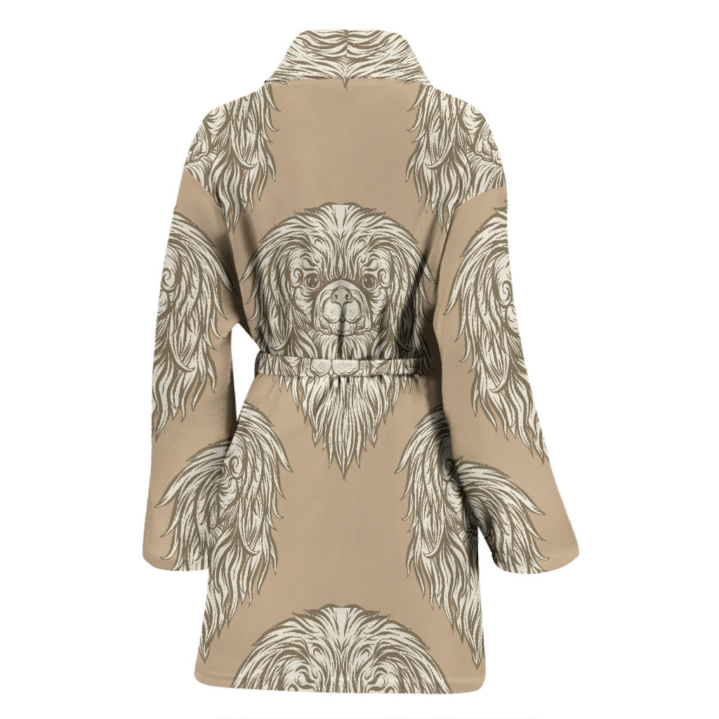 Pekingese Pattern Print Design A01 Women Bathrobe