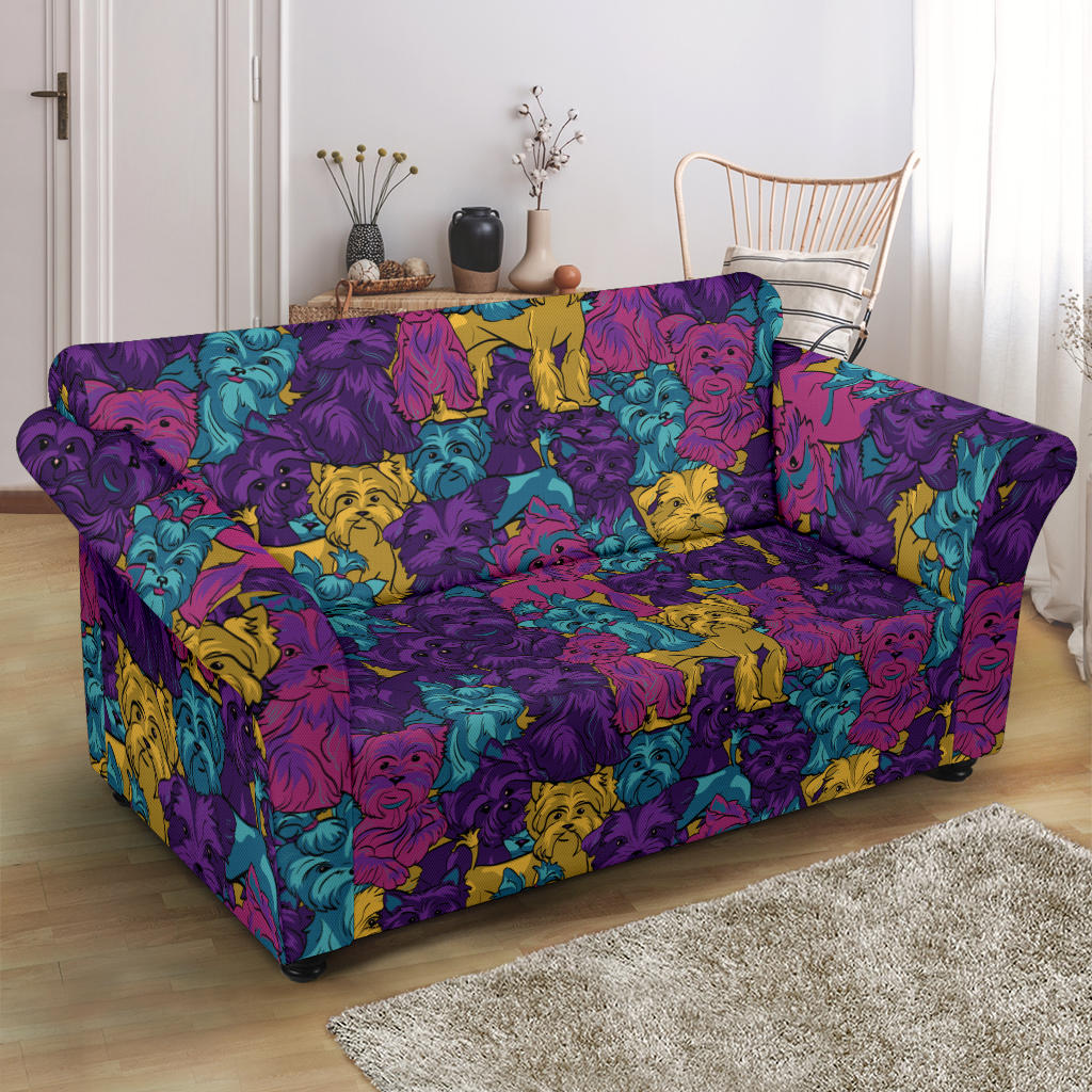 Yorkshire Terriers Print Design LKS3010 Loveseat Couch Slipcover