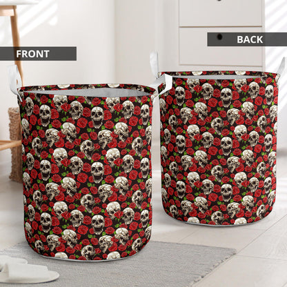 Skull Roses Design Themed Print Laundry Basket