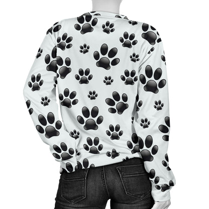 Paw Themed Print Women Long Sleeve Sweatshirt