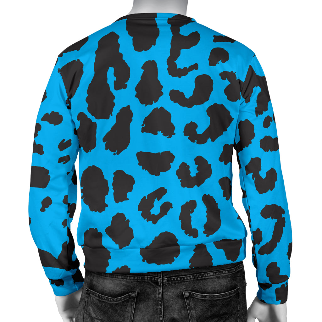 Cheetah Blue Print Pattern Men Long Sleeve Sweatshirt