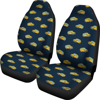 School Bus Print Design LKS304 Car Seat Covers