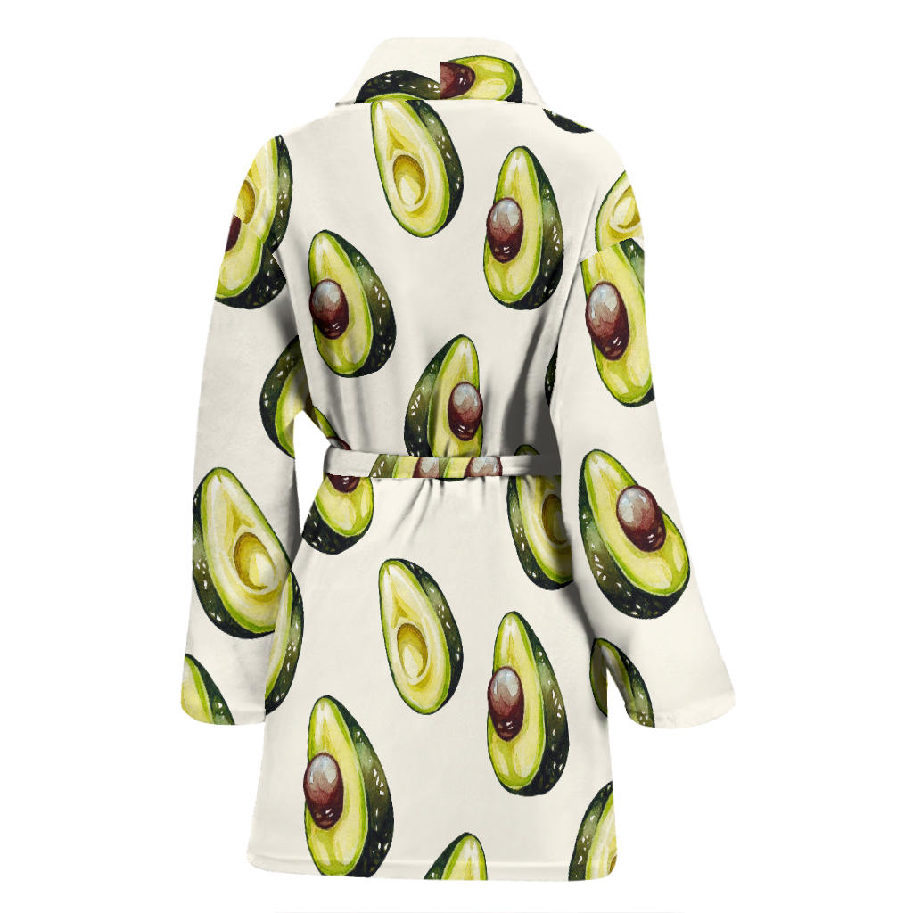 Avocado Pattern Print Design 01 Women Bathrobe