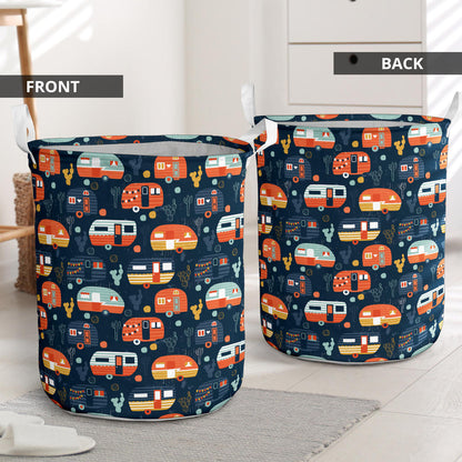 Camper Caravan Print Pattern Laundry Basket