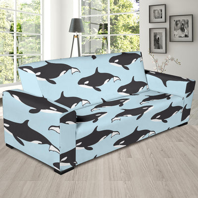 Killer Whale Pattern Print Design 01 Sofa Slipcover