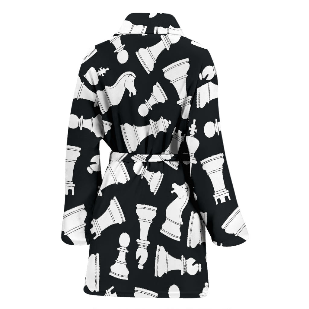 Chess Pattern Print Design 01 Women Bathrobe