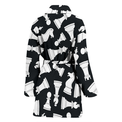 Chess Pattern Print Design 01 Women Bathrobe