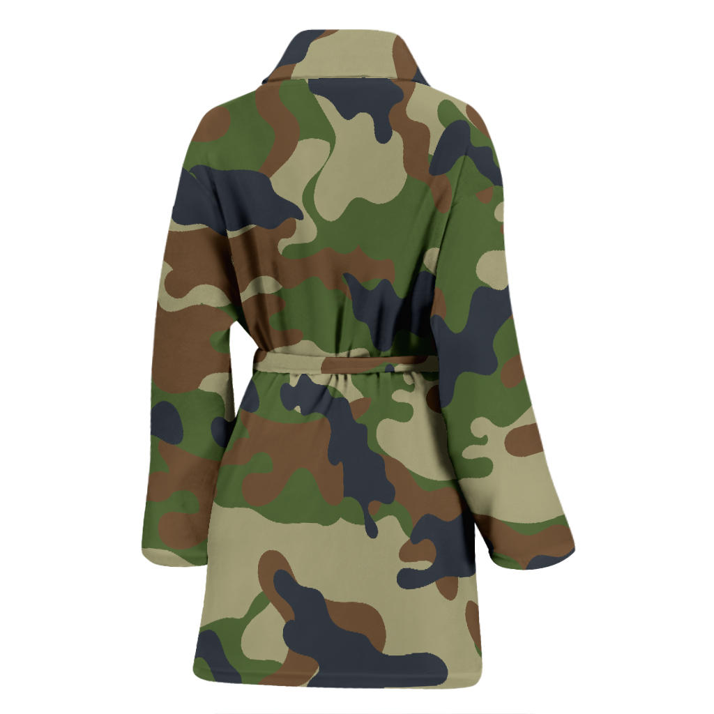 Army Camouflage Pattern Print Design 01 Women Bathrobe