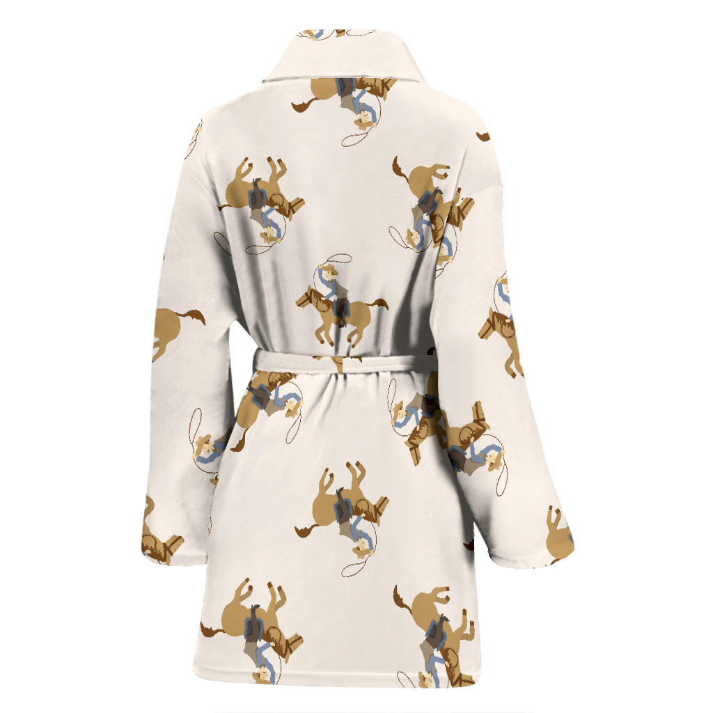 Cowboy Pattern Print Design 01 Women Bathrobe