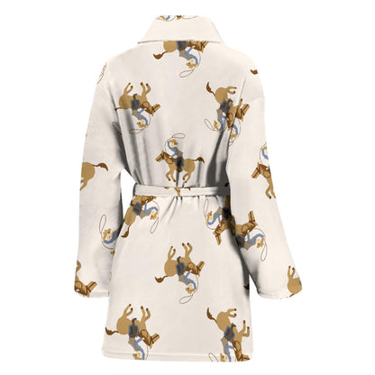 Cowboy Pattern Print Design 01 Women Bathrobe