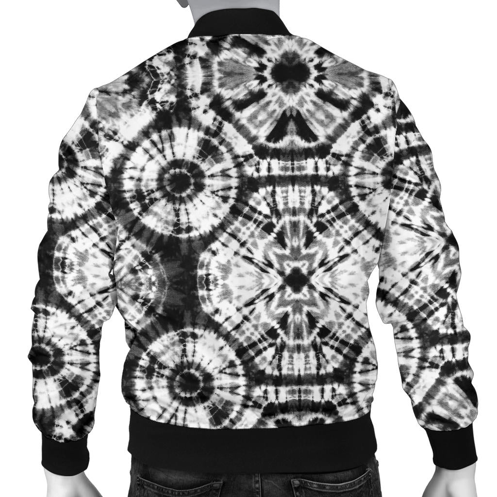 Tie Dye Black White Design Print Men Bomber Jacket